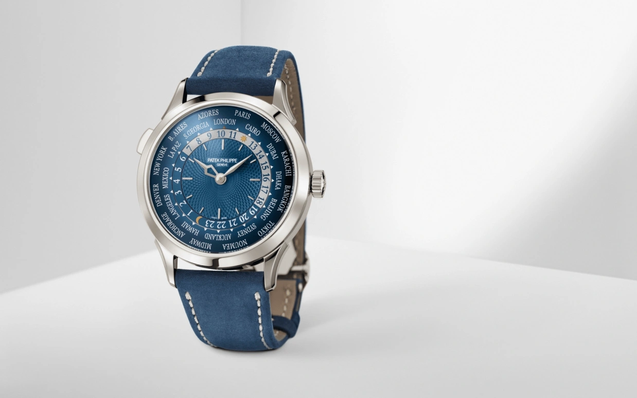 Patek Philippe,Complications 38.50mm,38.50mm,Platinum,Blue,Automatic,Moonphase,Day,World Time,5230P,5230P-001