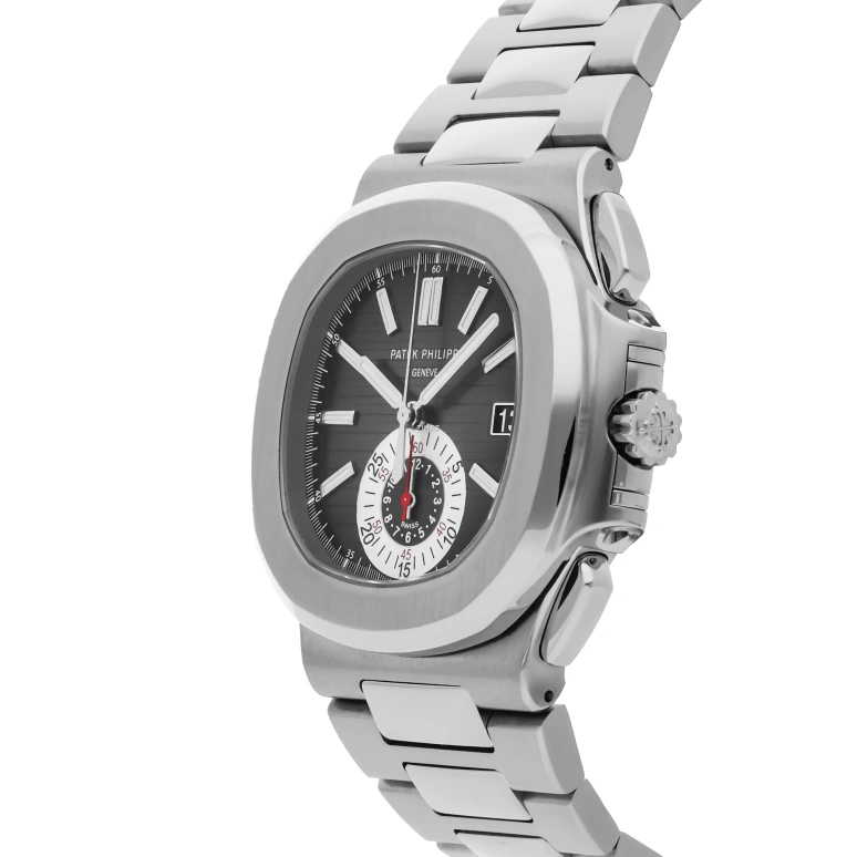 Patek Philippe,Nautilus 40.50mm,40.50mm,Stainless Steel,Black,Automatic,Chronograph,Day,Kelly,5980,5980/1A-014