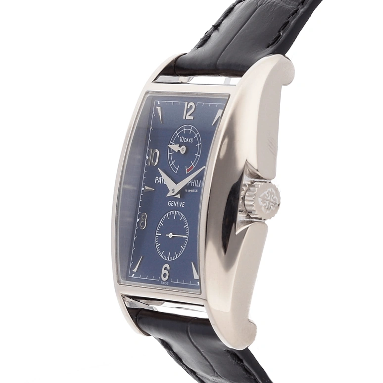 Patek Philippe,Complications 29.60x51.70mm,29.60x51.70mm,White Gold,Blue,Handwound,Power Reserve Indicator,In-house Caliber,5100G,5100G-001
