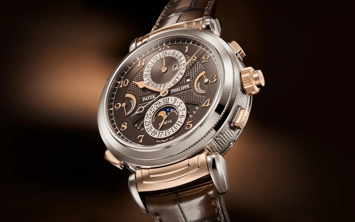 Patek Philippe,Grand Complications 47.70mm,47.70mm,White Gold,Rose Gold,Brown,Handwound,Moonphase,Perpetual Calendar,Leap Year,Annual Calendar,72hours,In-house Caliber,6300GR,6300GR-001