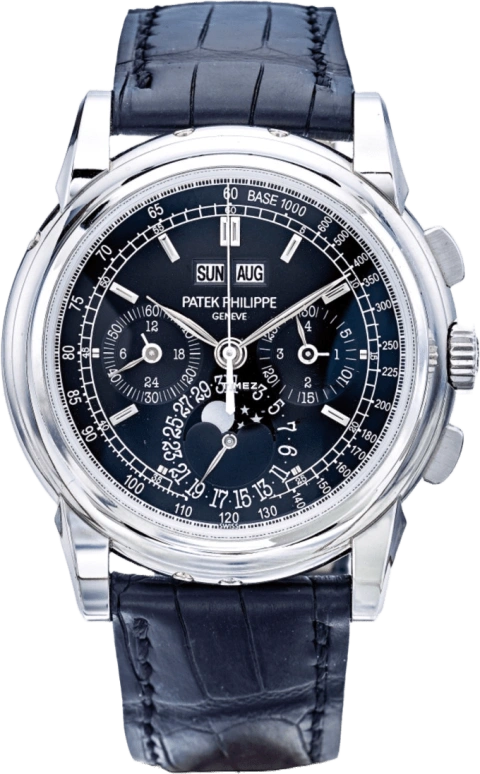 Patek Philippe,Grand Complications 40mm,40mm,Platinum,Black,Handwound,Chronograph,Moonphase,Perpetual Calendar,Leap Year,60hours,In-house Caliber,5970P,5970P-TWGH