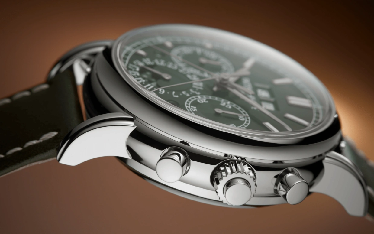 Patek Philippe,Grand Complications 40mm,40mm,White Gold,Olive Green,Handwound,Chronograph,Moonphase,Perpetual Calendar,Leap Year,65hours,In-house Caliber,5204G,5204G-001