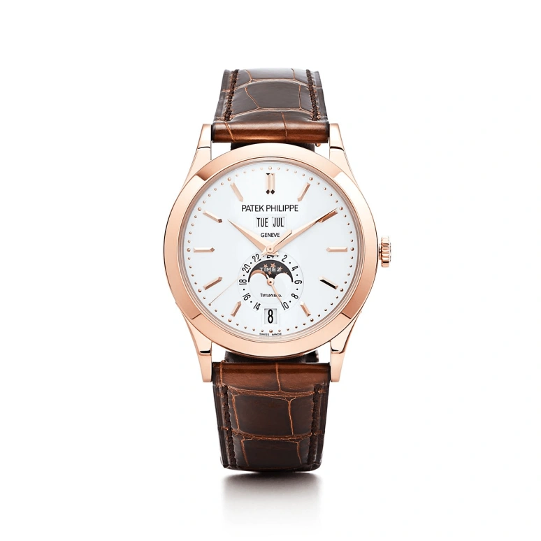 Patek Philippe,Complications 38mm,38mm,Rose Gold,White,Silver,Automatic,Moonphase,Annual Calendar,Month,Date,45hours,In-house Caliber,5396R,5396R-011-TiffanyCo