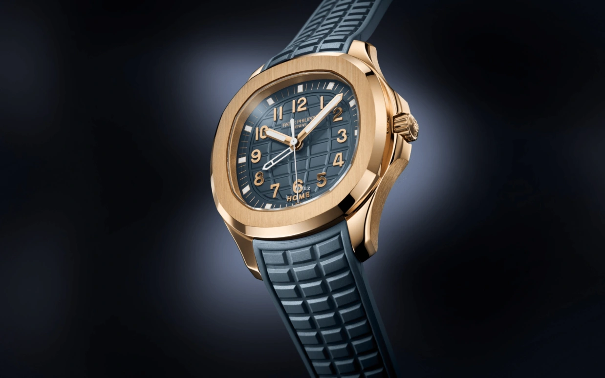 Patek Philippe,Aquanaut 38.80mm,38.80mm,Rose Gold,Grey,Blue,Quartz,Dule Time,Day / Night Indication,5269R,5269R-001