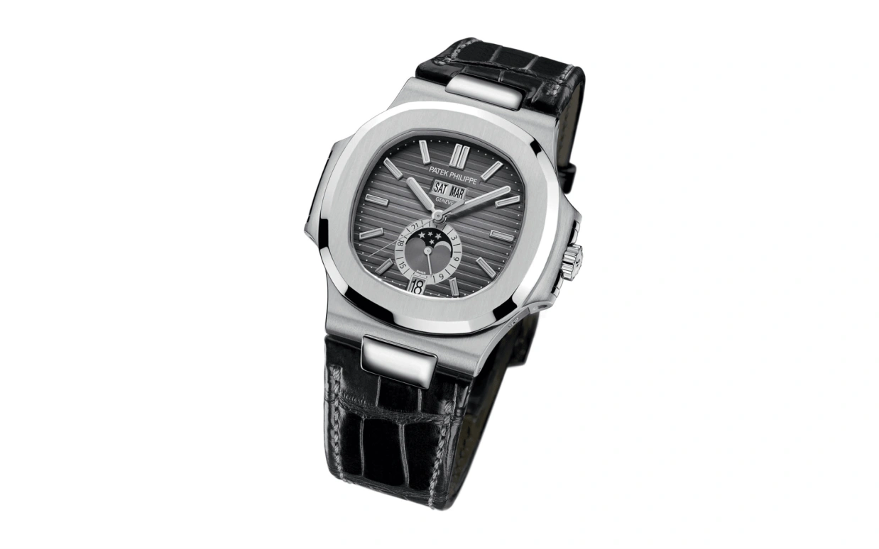 Patek Philippe,Nautilus 40.50mm,40.50mm,Stainless Steel,Grey,Automatic,Moonphase,Annual Calendar,Month,Date,45hours,In-house Caliber,Ronaldo,5726A,5726A-001