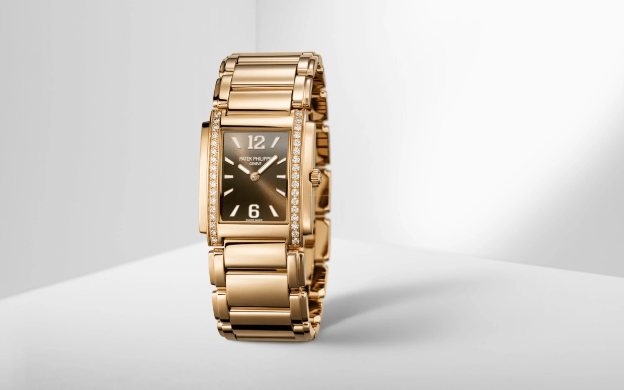 Patek Philippe,Twenty~4 25.10mm,25.10mm,Rose Gold,Brown,Quartz,In-house Caliber,Sapphire,4910,4910/1201R-001