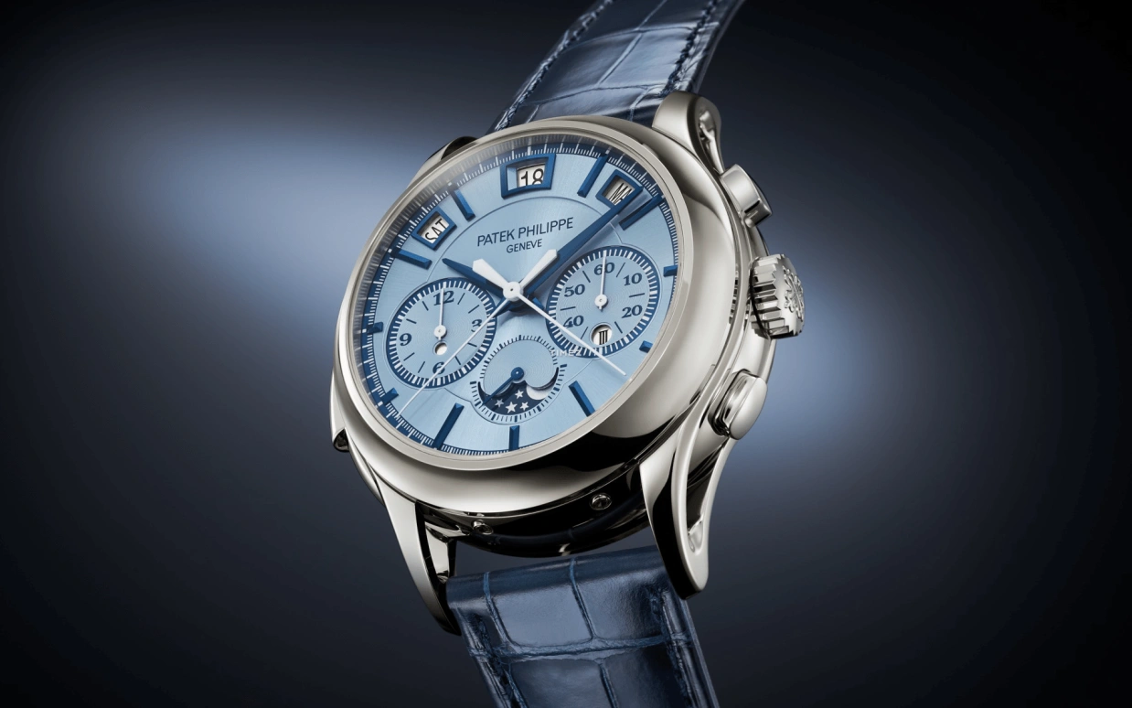 Patek Philippe,Grand Complications 42mm,42mm,White Gold,Blue,Automatic,Chronograph,Monopoussoir,Moonphase,Perpetual Calendar,48hours,In-house Caliber,5308G,5308G-001