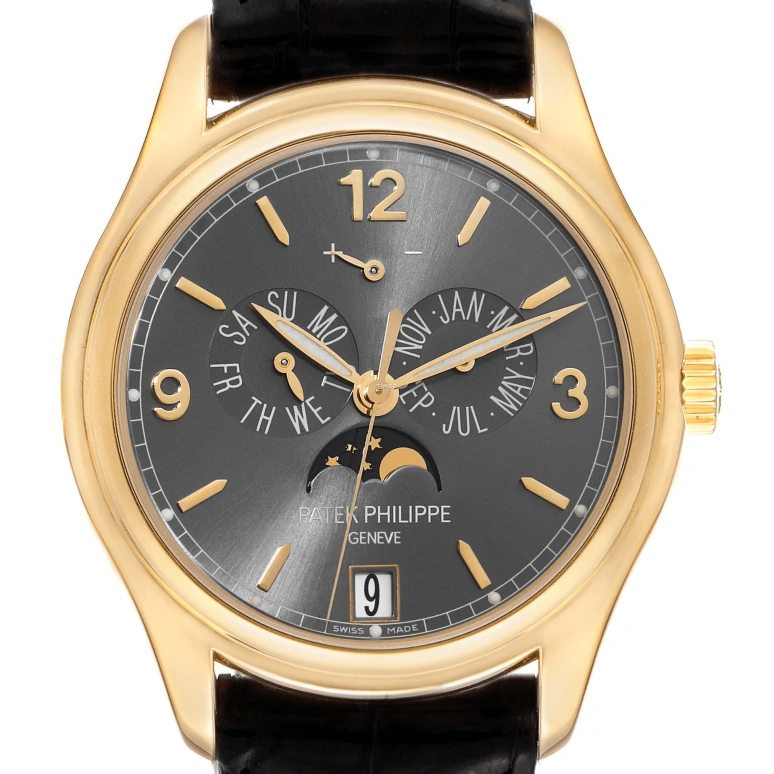 Patek Philippe,Complications 39mm,39mm,Yellow Gold,Grey,Automatic,Moonphase,Annual Calendar,Month,Date,45hours,In-house Caliber,5146J,5146J-010