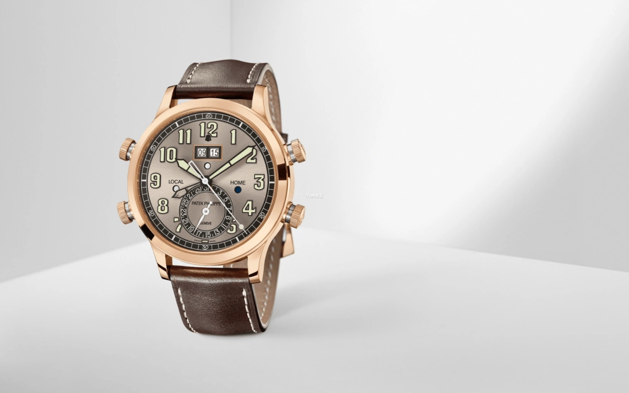 Patek Philippe,Grand Complications 42.20mm,42.20mm,Rose Gold,Grey,Automatic,Day,Dule Time,Alarm,Day / Night Indication,42-52hours,In-house Caliber,5520RG,5520RG-001