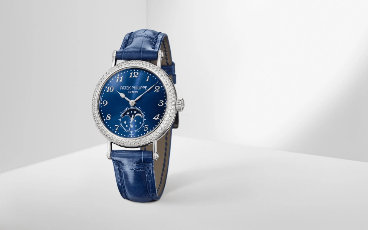 Patek Philippe,Complications 33mm,33mm,White Gold,Blue,Handwound,Moonphase,44hours,7121,7121/200G-001