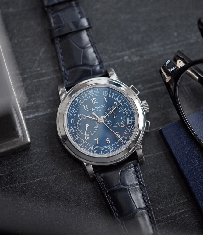 Patek Philippe,Complications 42mm,42mm,Platinum,Blue,Handwound,Chronograph,Sapphire,5070P,5070P-013