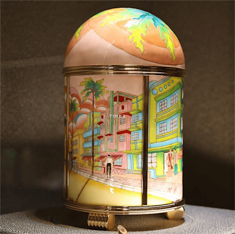 Patek Philippe,Dome Clocks ,Blue,Red,Multi-Color,Electromechanical,In-house Caliber,Red,Pink,Colorful,Enamel,20163M,20163M-001