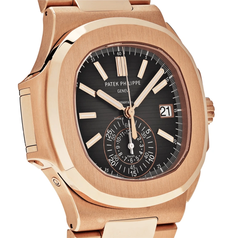 Patek Philippe,Nautilus 40.50mm,40.50mm,Rose Gold,Black,Automatic,Chronograph,Day,5980,5980/1R-001-TiffanyCo