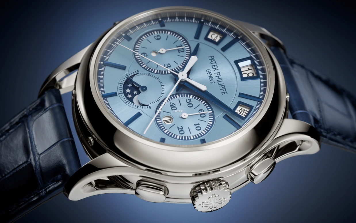 Patek Philippe,Grand Complications 42mm,42mm,White Gold,Blue,Automatic,Chronograph,Monopoussoir,Moonphase,Perpetual Calendar,48hours,In-house Caliber,5308G,5308G-001