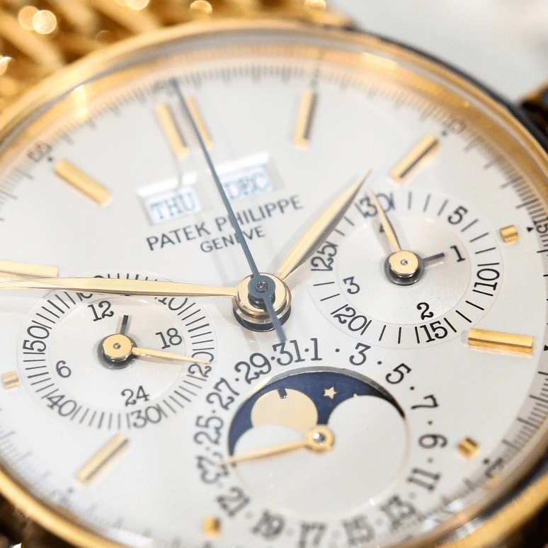 Patek Philippe,Grand Complications 36mm,36mm,Yellow Gold,Cream,Handwound,Chronograph,Moonphase,Perpetual Calendar,Leap Year,60hours,In-house Caliber,3970,3970/002J