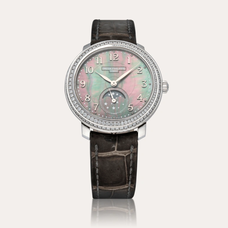 Patek Philippe,Complications 33.30mm,33.30mm,White Gold,Black,Handwound,Moonphase,39～44hours,4968G,4968G-001