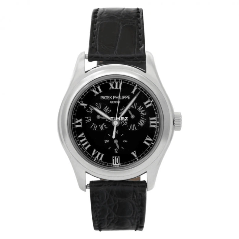 Patek Philippe,Grand Complications 37mm,37mm,Platinum,Black,Automatic,Annual Calendar,Month,Date,Day,In-house Caliber,Sapphire,Crystal Glass,5035P,5035P-001