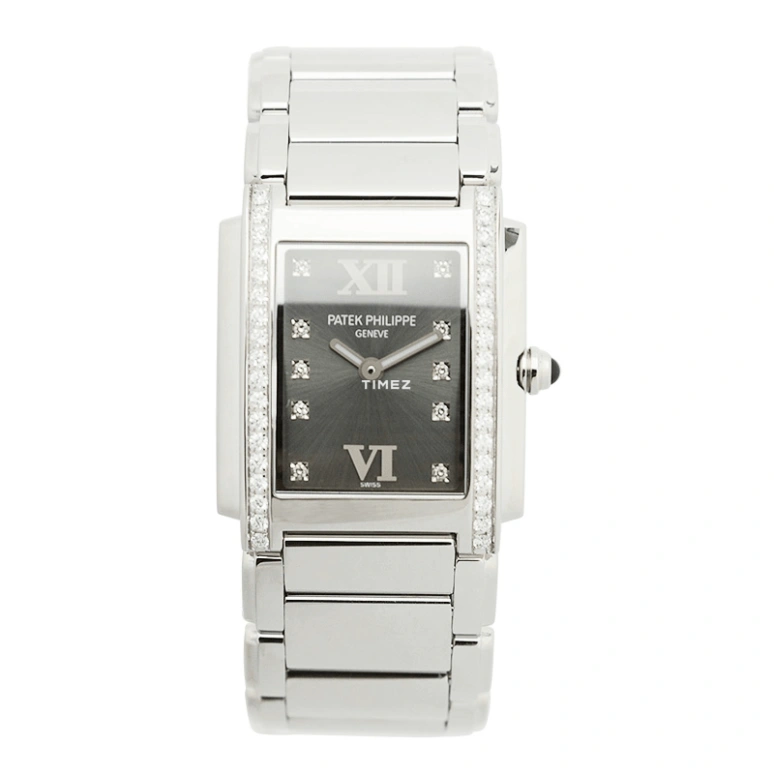 Patek Philippe,Twenty~4 25x30mm,25x30mm,Stainless Steel,Grey,Quartz,In-house Caliber,Sapphire,4910,4910/10A-010