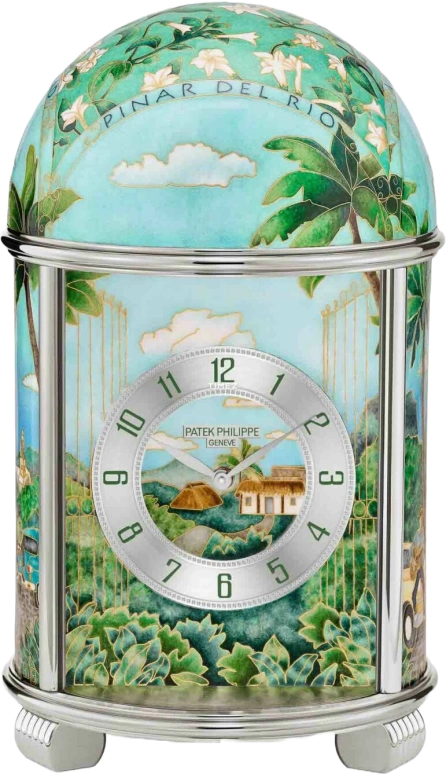 Patek Philippe,Dome Clocks ,Green,Multi-Color,Electromechanical,In-house Caliber,Green,Colorful,Enamel,20121M