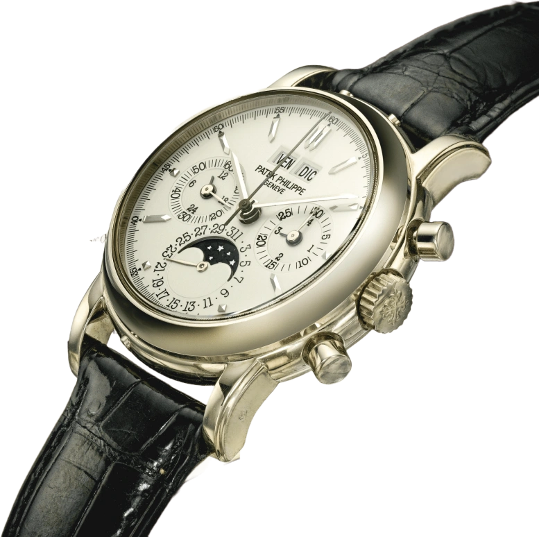 Patek Philippe,Grand Complications 36mm,36mm,White Gold,Silver,Handwound,Chronograph,Moonphase,Perpetual Calendar,Leap Year,60hours,In-house Caliber,3970EG,3970EG-022