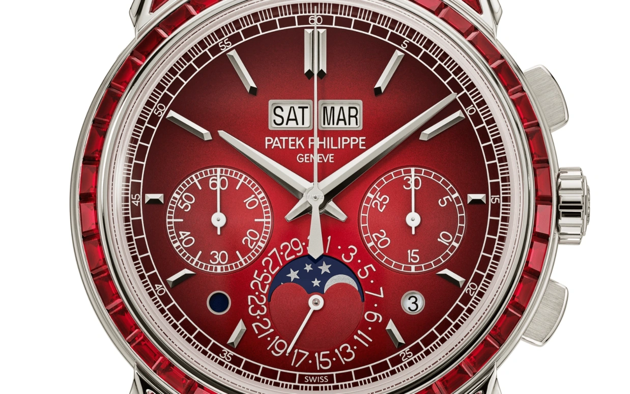 Patek Philippe,Grand Complications 41mm,41mm,Platinum,Red,Gradient,Handwound,Chronograph,Moonphase,Perpetual Calendar,Leap Year,65hours,In-house Caliber,Mark Robert Michael Wahlberg,Mark Wahlberg,Lionel Messi,Marky Mark,Wilber Pan,La Pulga,Will Pan,GOAT,5271,5271/12P-010