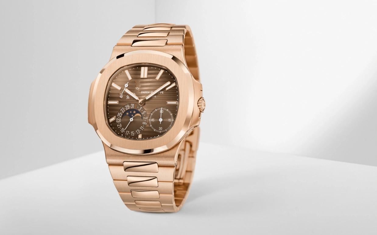 Patek Philippe,Nautilus 40mm,40mm,Rose Gold,Coffee,Gradient,Brown,Automatic,Moonphase,Day,Power Reserve Indicator,Odell Cornelious Beckham,Odell Beckham Jr.,Jack Grealish,Sfera Ebbasta,Lionel Messi,LeBron James,Ben Simmons,La Pulga,GOAT,OBJ,5712,5712/1R-001
