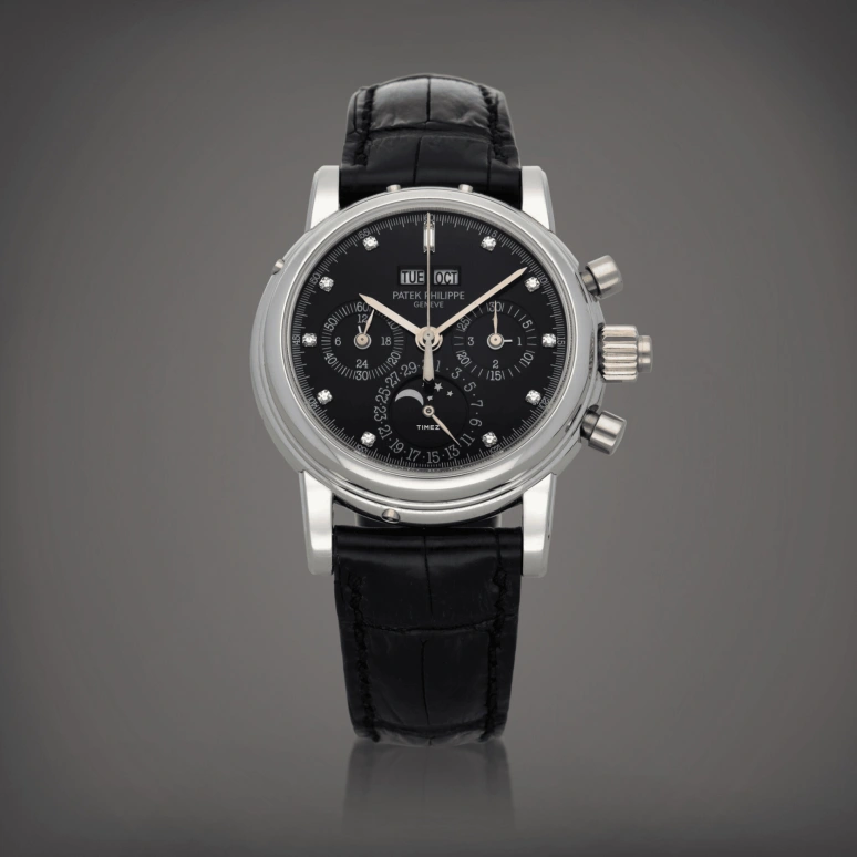 Patek Philippe,Grand Complications 37.60mm,37.60mm,Platinum,Black,Handwound,Chronograph,Moonphase,Perpetual Calendar,Leap Year,60hours,In-house Caliber,5004P,5004P-033