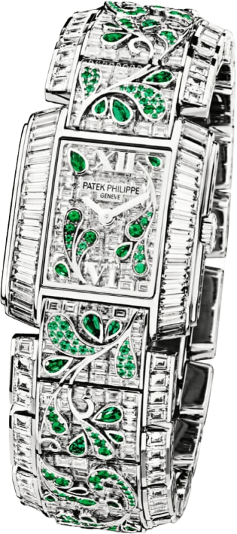 Patek Philippe,Twenty~4 24x27.75mm,24x27.75mm,White Gold,Silver,Green,Handwound,38hours,In-house Caliber,4909,4909/107G-001