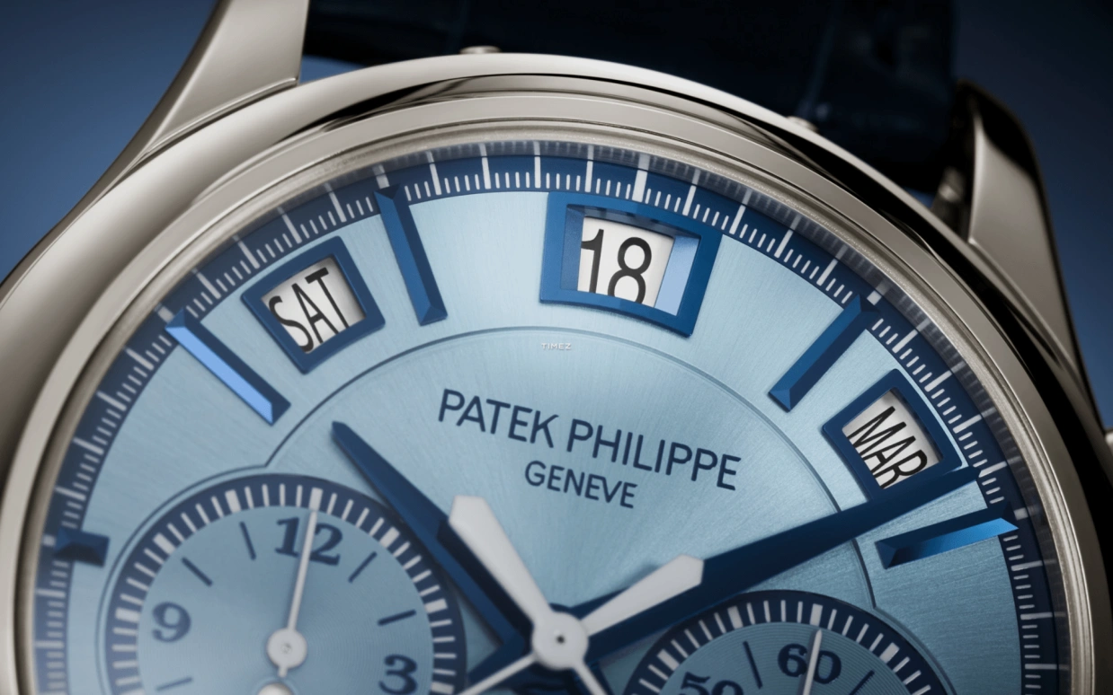 Patek Philippe,Grand Complications 42mm,42mm,White Gold,Blue,Automatic,Chronograph,Monopoussoir,Moonphase,Perpetual Calendar,48hours,In-house Caliber,5308G,5308G-001