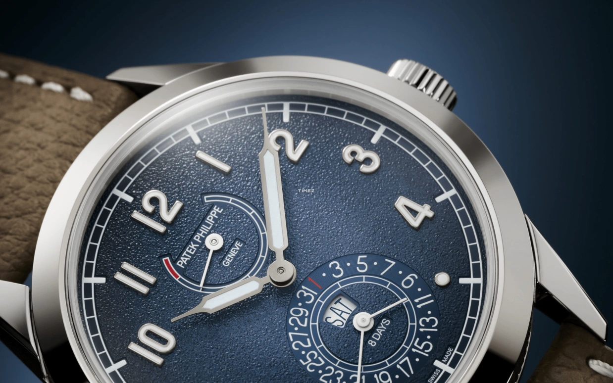Patek Philippe,Calatrava 41mm,41mm,White Gold,Blue,Gradient,Handwound,Date,Day,Power Reserve Indicator,5328G,5328G-001