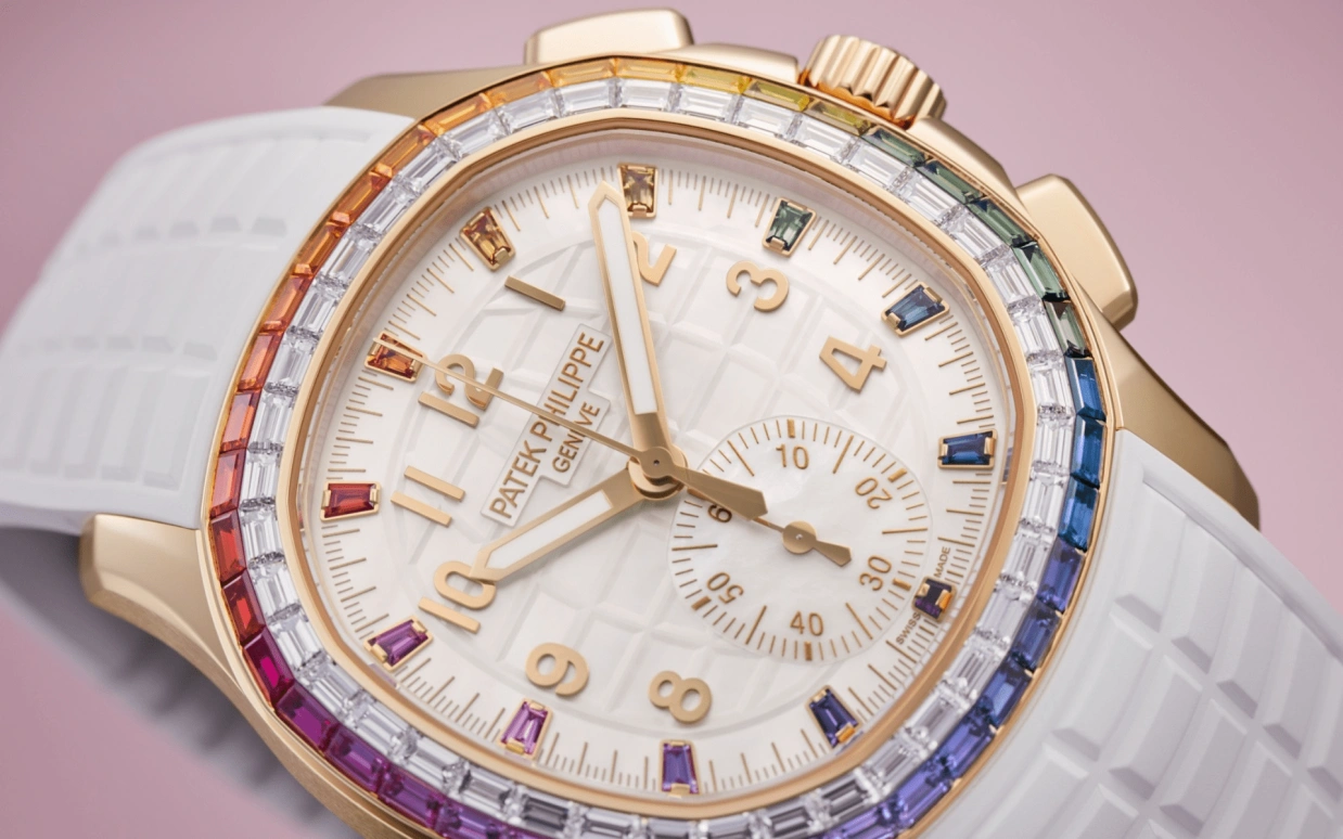 Patek Philippe,Aquanaut 39.90mm,39.90mm,Rose Gold,Multi-Color,White,Automatic,55hours,In-house Caliber,Yeoh Choo Kheng,Michelle Yeoh,Lionel Messi,Jimmy Butler,Ben Simmons,Paul Pogba,La Pulga,GOAT,7968,7968/300R-001