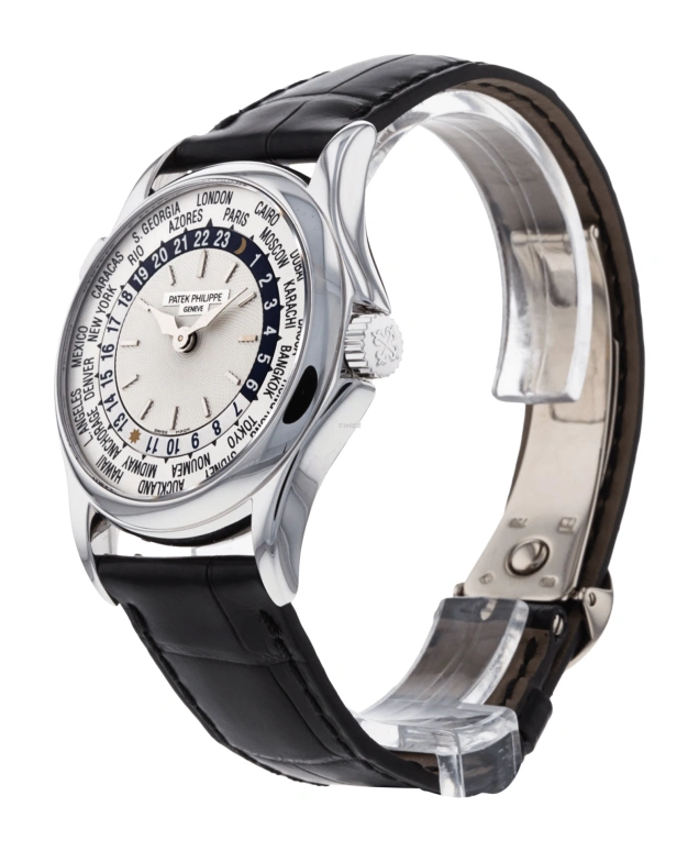 Patek Philippe,Complications 37mm,37mm,White Gold,Silver,Automatic,World Time,Day / Night Indication,5110G,5110G-001