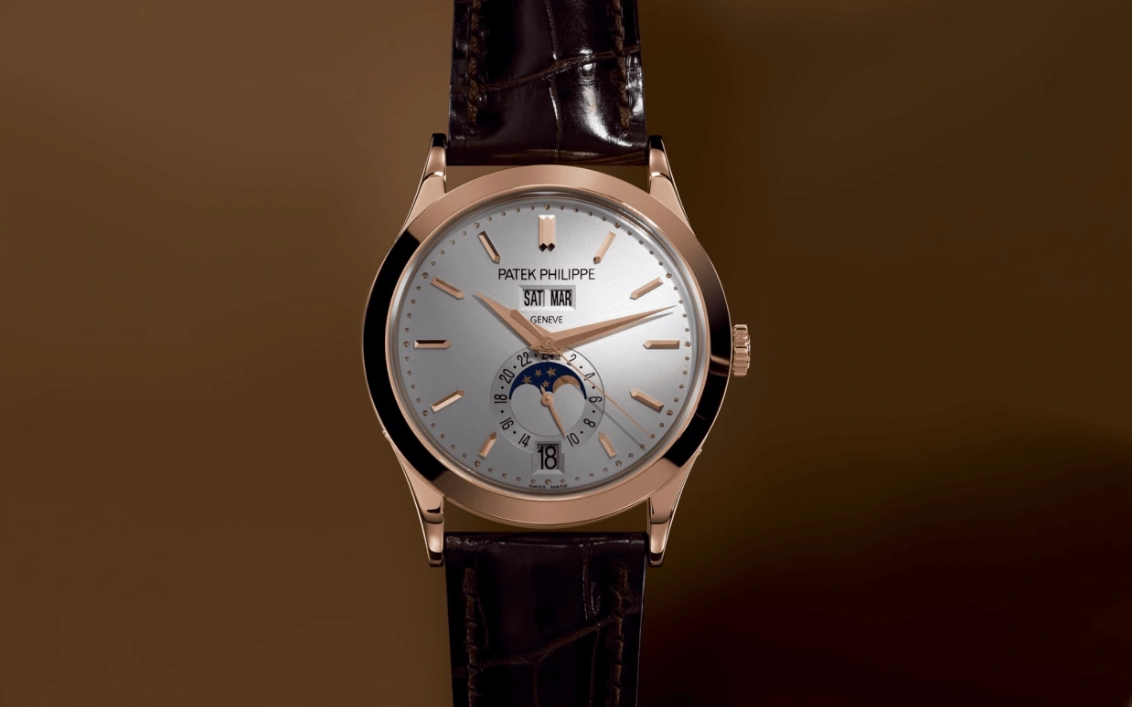 Patek Philippe,Complications 38.50mm,38.50mm,Rose Gold,Silver,Automatic,Moonphase,Annual Calendar,Month,Date,45hours,In-house Caliber,5396R,5396R-011