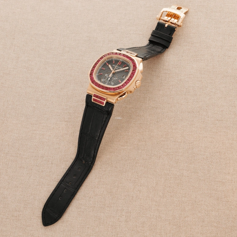 Patek Philippe,Nautilus 40mm,40mm,Rose Gold,Black,Automatic,Chronograph,Day,5980,5980/12R-010