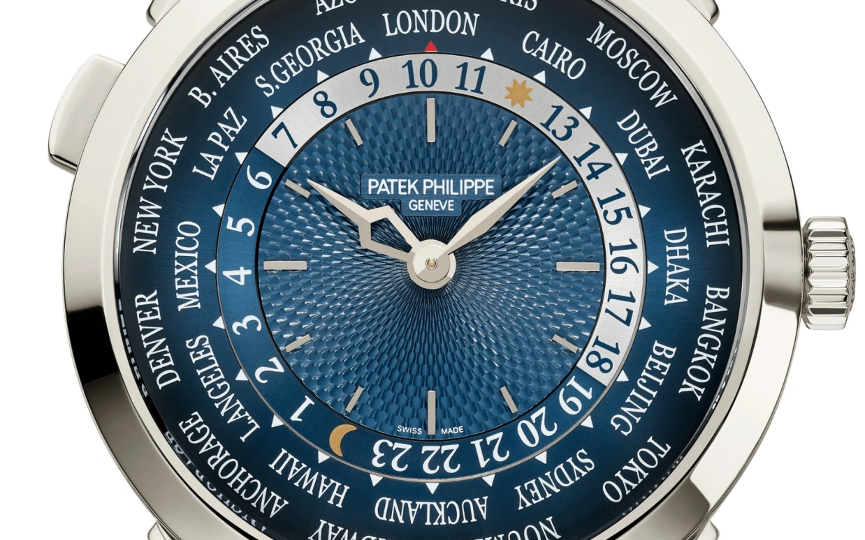 Patek Philippe,Complications 38.50mm,38.50mm,Platinum,Blue,Automatic,Moonphase,Day,World Time,5230P,5230P-001