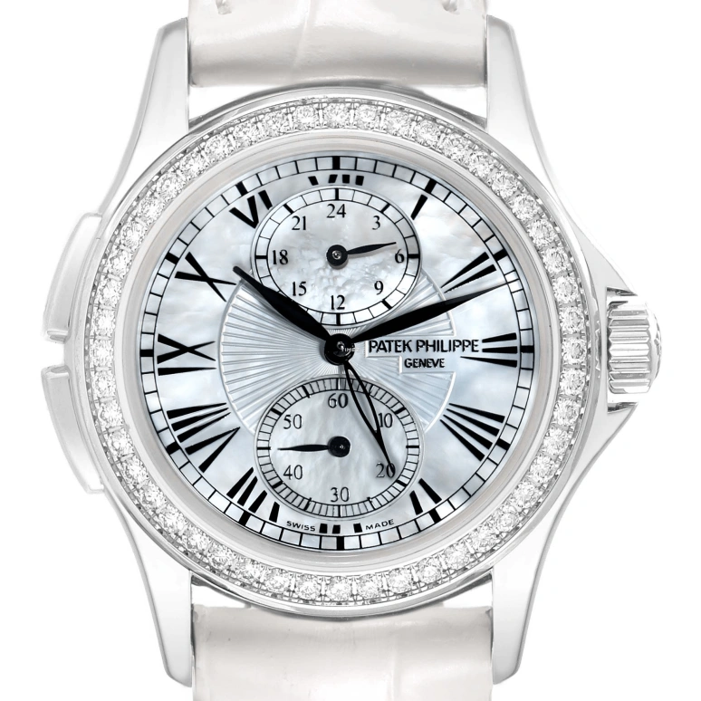 Patek Philippe,Calatrava 35mm,35mm,White Gold,White,Handwound,Dule Time,44hours,4934G,4934G-001