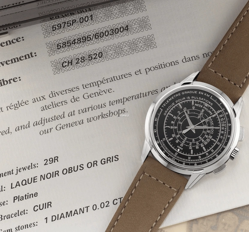 Patek Philippe,Complications 40mm,40mm,Platinum,Black,Automatic,Chronograph,55hours,5975P,5975P-001