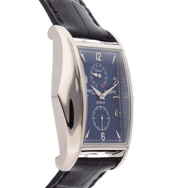 Patek Philippe,Complications 29.60x51.70mm,29.60x51.70mm,White Gold,Blue,Handwound,Power Reserve Indicator,In-house Caliber,5100G,5100G-001