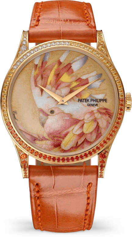 Patek Philippe,Calatrava 38mm,38mm,Rose Gold,Multi-Color,Orange,Yellow,Automatic,48hours,In-house Caliber,5077,5077/210R-001