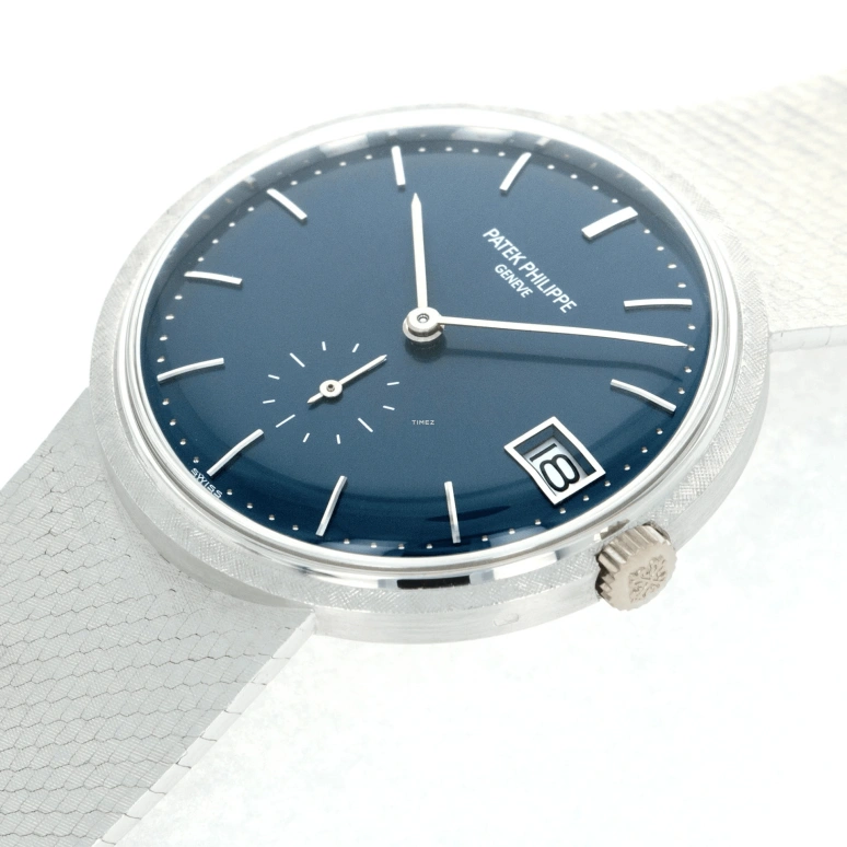 Patek Philippe,Calatrava 36mm,36mm,White Gold,Blue,Automatic,Day,Sapphire,Crystal Glass,3445,3445/6G Blue
