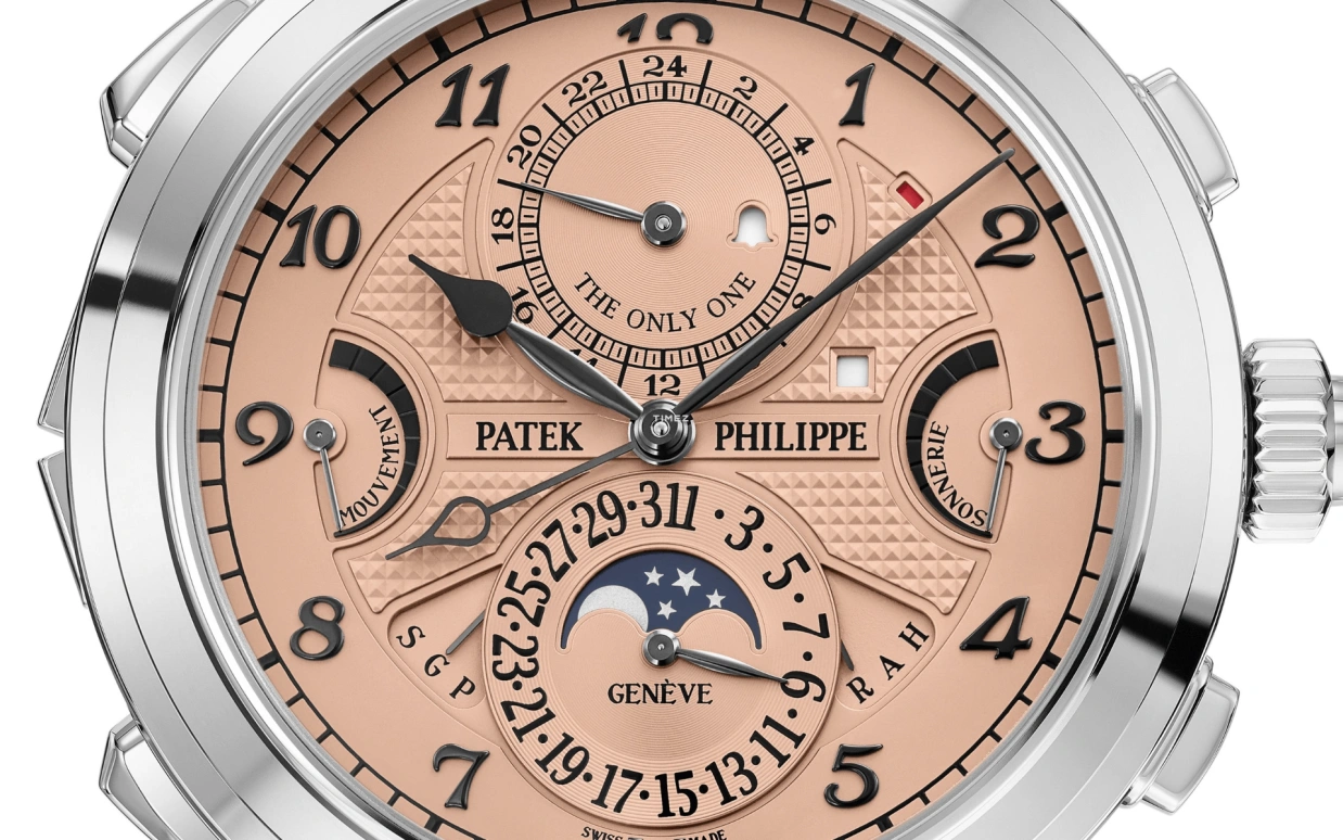 Patek Philippe,Grand Complications 47.40mm,47.40mm,Stainless Steel,Pink,Handwound,Moonphase,Perpetual Calendar,Leap Year,Month,72hours,In-house Caliber,6300A,6300A-010