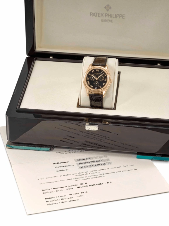Patek Philippe,Complications 37mm,37mm,Rose Gold,Black,Automatic,Month,Date,Day,5035R,5035R-016