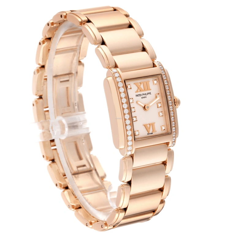 Patek Philippe,Twenty~4 22x26.30mm,22x26.30mm,Rose Gold,White,Quartz,In-house Caliber,Sapphire,4908,4908/11R-011