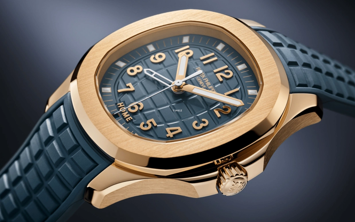 Patek Philippe,Aquanaut 38.80mm,38.80mm,Rose Gold,Grey,Blue,Quartz,Dule Time,Day / Night Indication,5269R,5269R-001
