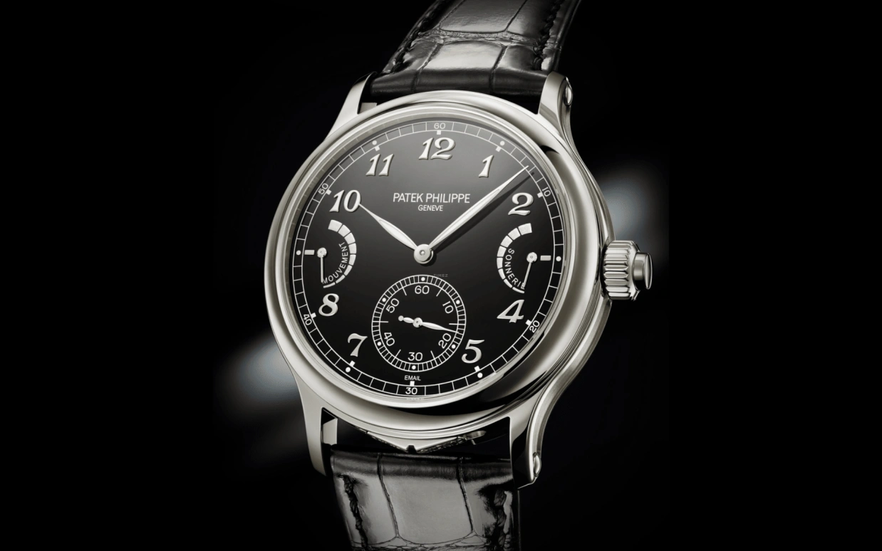 Patek Philippe,Grand Complications 44.80mm,44.80mm,Platinum,Black,Handwound,Moonphase,Jumping Seconds,Minute Repeater,Grande Sonnerie,72hours,In-house Caliber,6301P,6301P-001