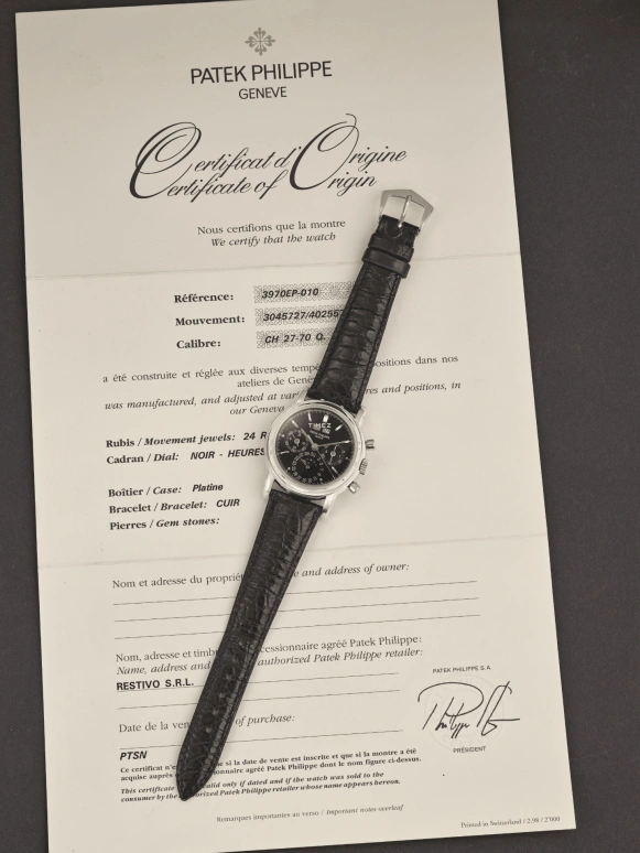 Patek Philippe,Grand Complications 36mm,36mm,Platinum,Black,Handwound,Chronograph,Moonphase,Perpetual Calendar,Leap Year,60hours,In-house Caliber,3970EP,3970EP-010