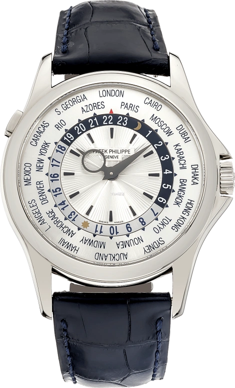 Patek Philippe,Complications 39.50mm,39.50mm,White Gold,Silver,Automatic,World Time,Day / Night Indication,5130G,5130G-019