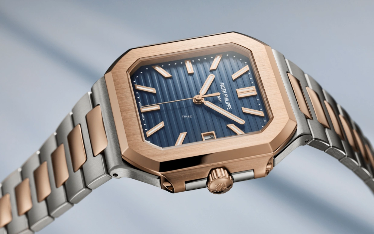 Patek Philippe,Cubitus 45mm,45mm,Stainless Steel,Rose Gold,Blue,Automatic,Day,45hours,5821,5821/1AR-001