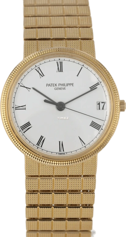 Patek Philippe,Calatrava 33mm,33mm,Yellow Gold,White,Automatic,Day,Sapphire,Crystal Glass,3802,3802/110