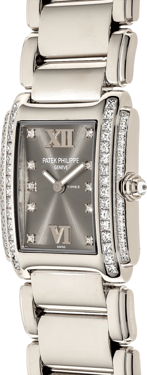 Patek Philippe,Twenty~4 26x25mm,26x25mm,White Gold,Grey,Quartz,45hours,In-house Caliber,4910,4910/20G-010